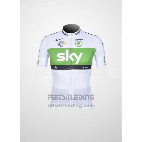 2012 Fietskleding Sky Lider Wit en Groen Korte Mouwen en Koersbroek